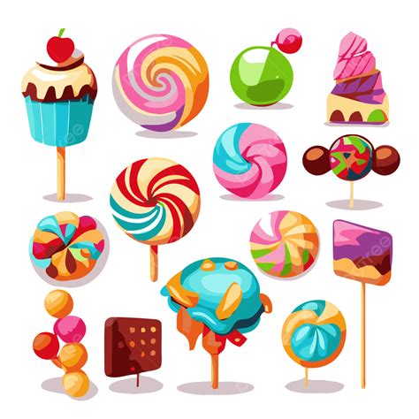 Free Candy Vector, Sticker Clipart Various Candies On Sticks Set ...