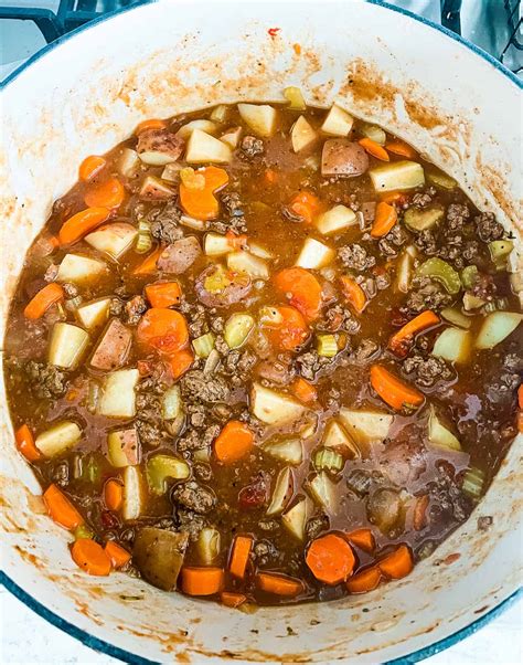 Easy & Delicious Ground Beef Stew Recipe - Creations by Kara