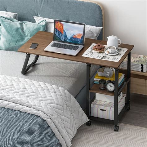 Amazon.com: Overbed Table Desk with Wheels Over The Bed Table ...