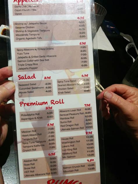 Menu at Sumo Japanese Restaurant, Ventura, S Victoria Ave