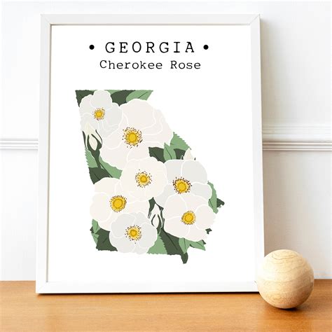 Georgia State Flower Wall Art Georgia Map Print Georgia - Etsy
