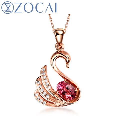 ZOCAI choker Animal Jewelry swan 18K Rose gold red Rubellite 0.35 CT ...