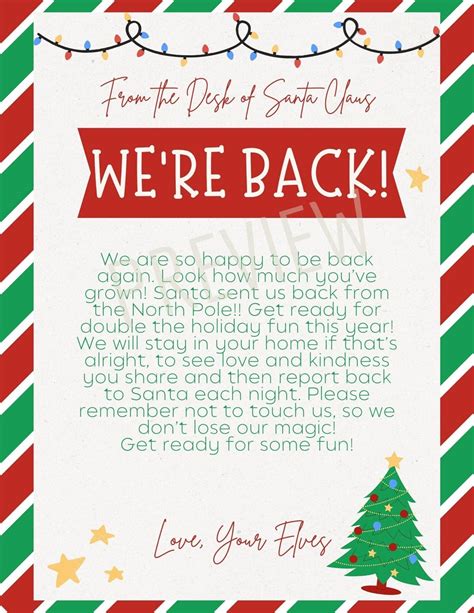 Christmas Elf We're Back Letter Printable - Etsy Canada