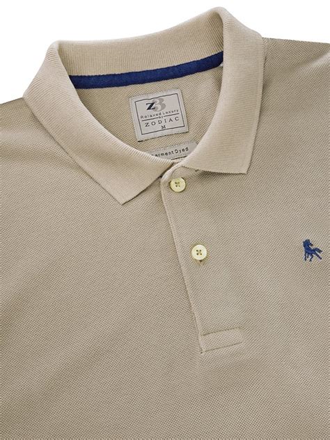 z3 Polo Garment Dyed Beige Solid Tailored Fit Casual Cotton T-Shirt ...