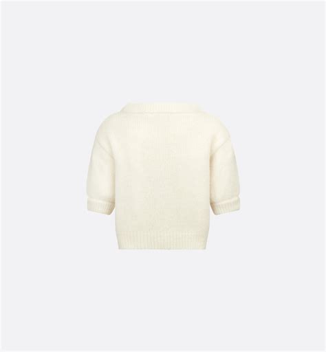 Kids' Short-Sleeved Sweater Ivory Alpaca and Wool-Blend Knit | DIOR