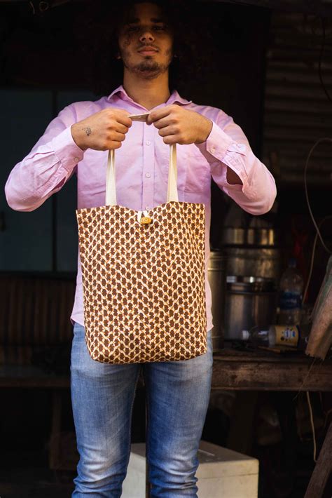 Cotton Shopping Tote Bag · Chevron Beige – rusticblends