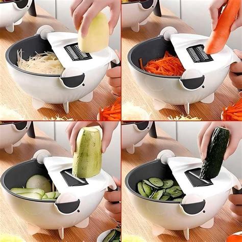 Vegetable Cutter- 7 in 1 Multifunction Magic Rotate Vegetable Cutter w ...