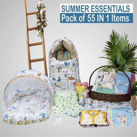 Fareto Premium Quality Baby Summer Essentials 55 in 1 New Combo (0-6Mo ...