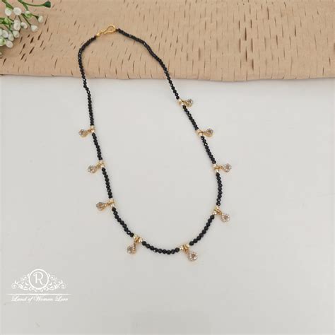 92.5 SILVER BLACK BEADS WITH CZ STON PENDANTS CHAIN -RC H1067 – Ramala ...