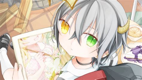 Download wallpaper 1920x1080 guy, horns, heterochromia, anime full hd ...