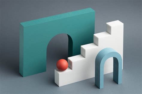 Abstract 3d design elements arrangement | Free Photo