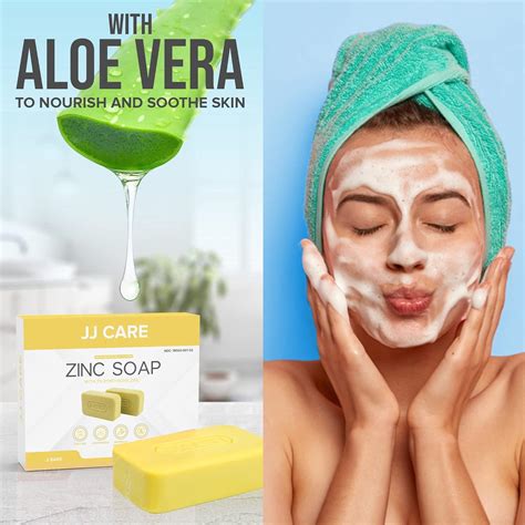 JJ CARE Zinc Soap - 2% Zinc Pyrithione Bar Soap with Aloe Vera for ...