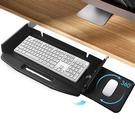 Solid Steel Under Desk Keyboard Tray With 360 Rotating Mouse ...