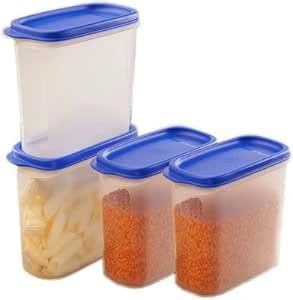 Buy Tupperware - 1100 ml Plastic Food Storage #2(Pack of 4, Blue ...