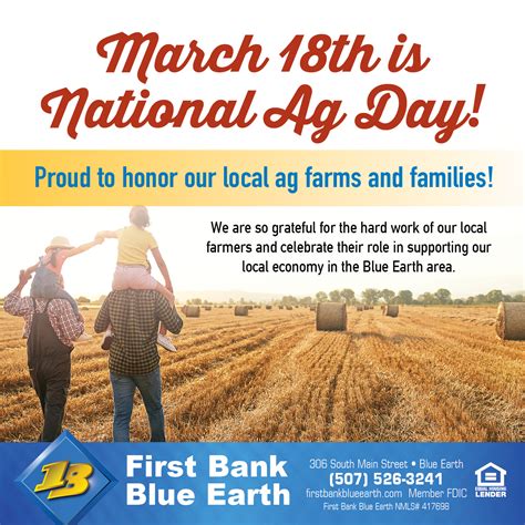 First Bank Blue Earth | March 18th is National Ag Day! We are so ...