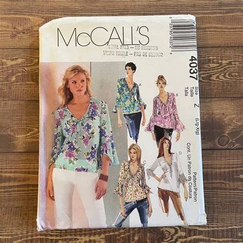 Mc Calls Pattern 4037 / Women Size Z, L-xl / Misses Blouses / Uncut ...