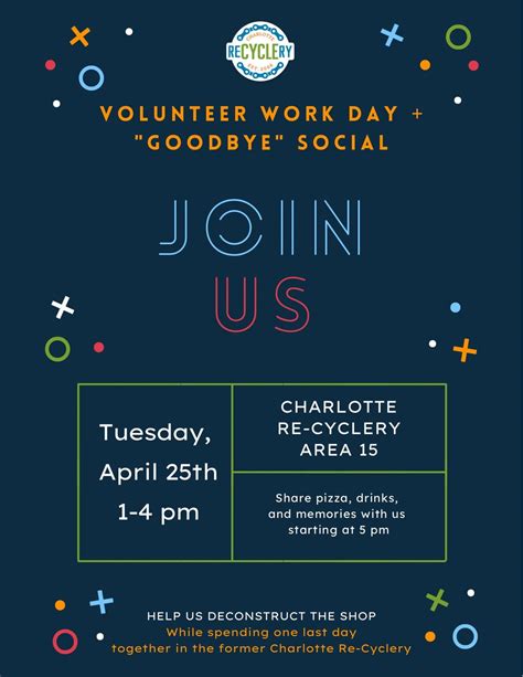 Charlotte's ReCyclery - Volunteer Work Day + "Goodbye" Social (April ...