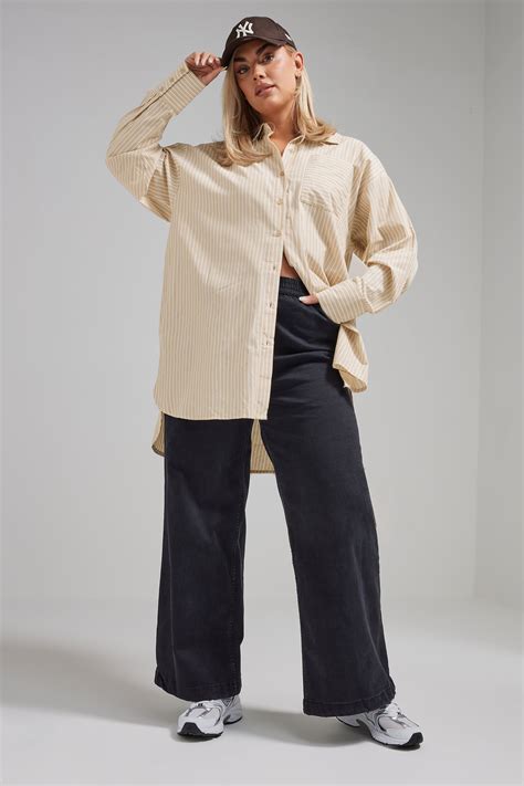 LIMITED COLLECTION Plus Size Natural Brown Striped Shirt | Yours Clothing