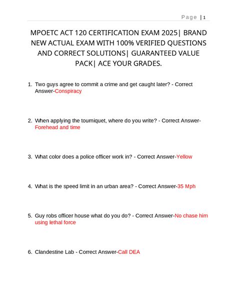 MPOETC ACT 120 CERTIFICATION EXAM REVIEW NEWEST 2025/2026 QUESTIONS ...