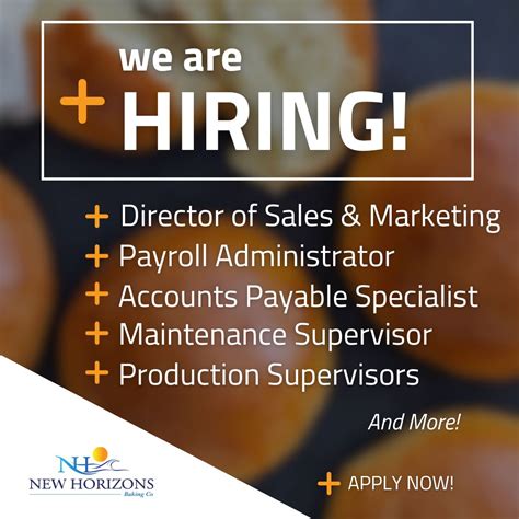 🚨 We're Hiring! 🚨 Join the New Horizons Baking Company team and be part ...