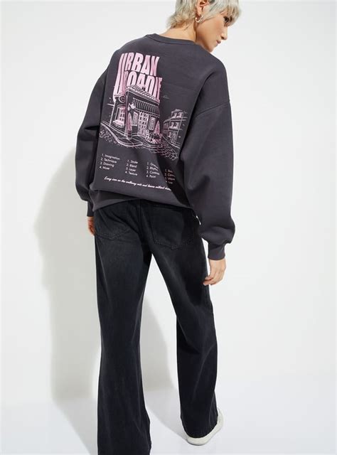 Buy ALAYA F x URB_N Women Printed Oversized Sweatshirt Online at just ...