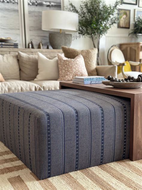 Made to Order Cube Ottoman with Walnut or Oak Waterfall Style Table For ...