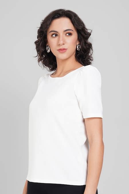 White Puffed Sleeves Fitted Tops - Selling Fast at Pantaloons.com