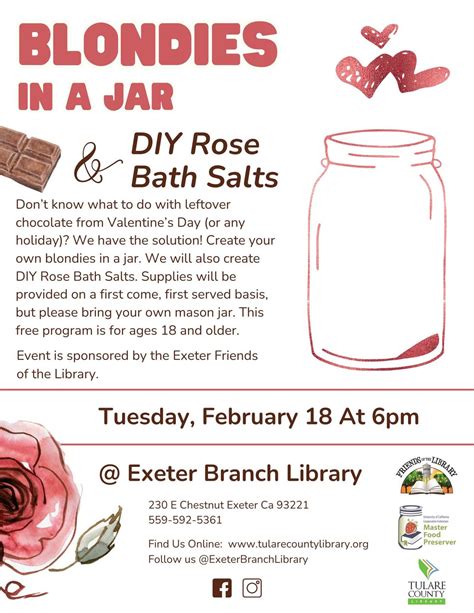 Blondies in a Jar & DIY Rose Bath Salts , 230 E Chestnut St, Exeter, CA ...
