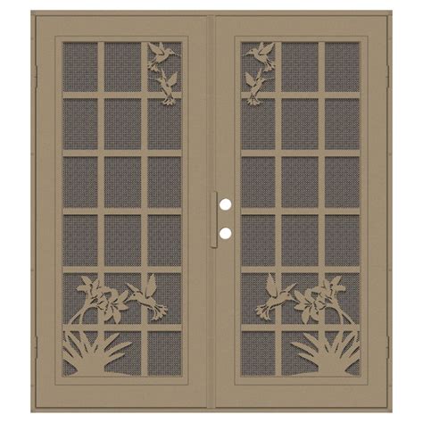 TITAN Premium Aluminum Security Door 72-in x 80-in Desert Sand Aluminum ...