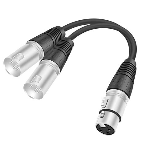 XLR Splitter Cable 1Ft, 1 XLR Female to 2 XLR Male Patch Y Cable ...