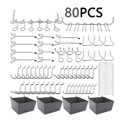 80 Piece Pegboard Hook Set, Pegboard Hook Set With Pegboard Box And ...