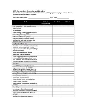 DPS Onboarding Checklist and Timeline Doc Template | pdfFiller