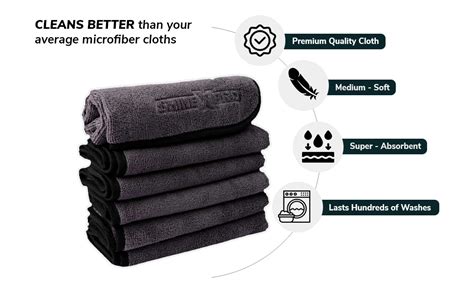 ShineXPro Microfiber Cloth for Car (Pack of 6) - Workhorse Terry 400 ...
