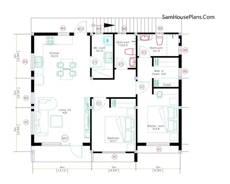 Small House Design 10x8 Meter 2 Bedrooms PDF Plan - SamHousePlans