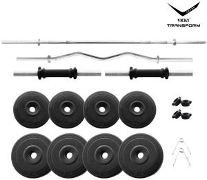Vicky Transform 20 kg PVC 20 kg Straight, Curl and Dumbbell Rod Combo ...