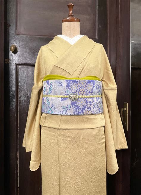 tall＊単衣＊Honey mustard＊リサイクル色無地着物 A231 | kimono tento