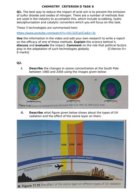 MYP 5 Chemistry Criterion D TASK 6 - CHEMISTRY CRITERION D TASK 6 Q1 ...