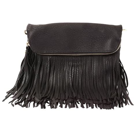 Schmick Black PU Leather Cross Body Fringe Sling Bag for Women : Amazon ...
