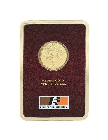 Bangalore Refinery Banyan Tree Gold Foil Coin 200 Milli Gram in 24 Kt