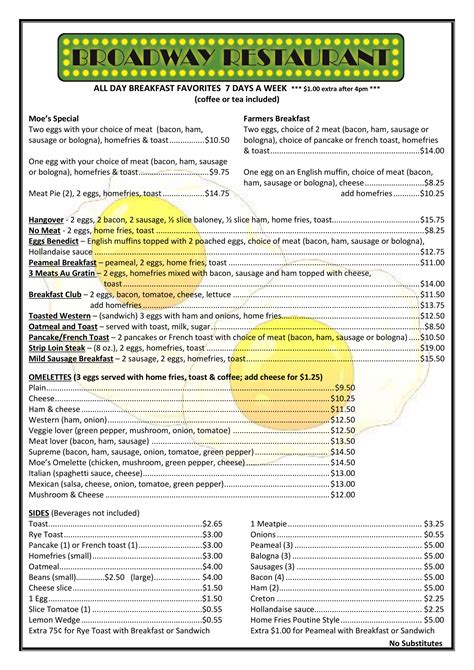 Menu | Broadway Diner Timmins