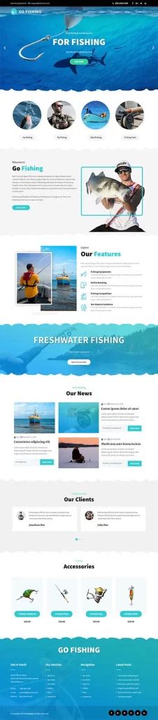 Fishing WordPress theme for Fisheries aquar sports resorts water related