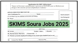 SKIMS Soura Jobs 2025, Check Eligibility and Apply Now - JKToday