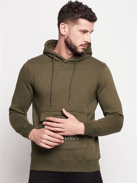 Buy CAMLA Men Green Hooded Sweatshirt - Sweatshirts for Men 20157102 ...