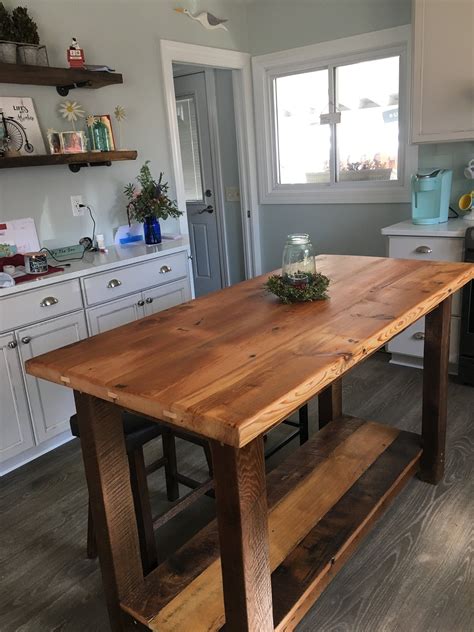 Rustic Reclaimed Wood Kitchen Island, Handcrafted Farmhouse Charm ...