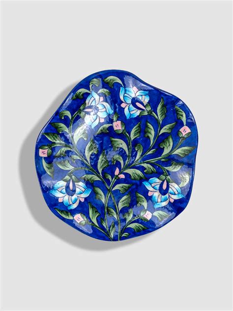 Blue Pottery Decorative Handmade Curve Wall Plate – NEERJA ...