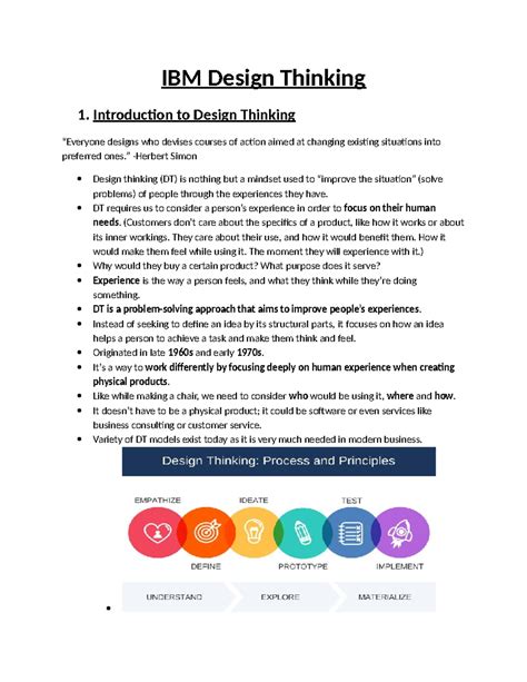 IBM Design Thinking: Principles and Practices for Enterprise DT - Studocu