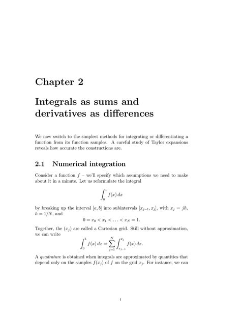 SOLUTION: Introduction to numerical analysis integrals as sums and ...