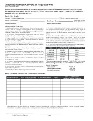 Allied Transaction Conversion Request Form - Blank Fillable Template ...