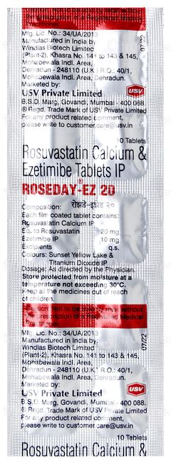 Roseday Ez 20 Mg Tablet 10 - Uses, Side Effects, Dosage, Price | Truemeds