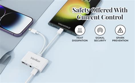 Verilux® 3 in 2 Lighting to Type C Audio & Charging Connector, Type-C ...